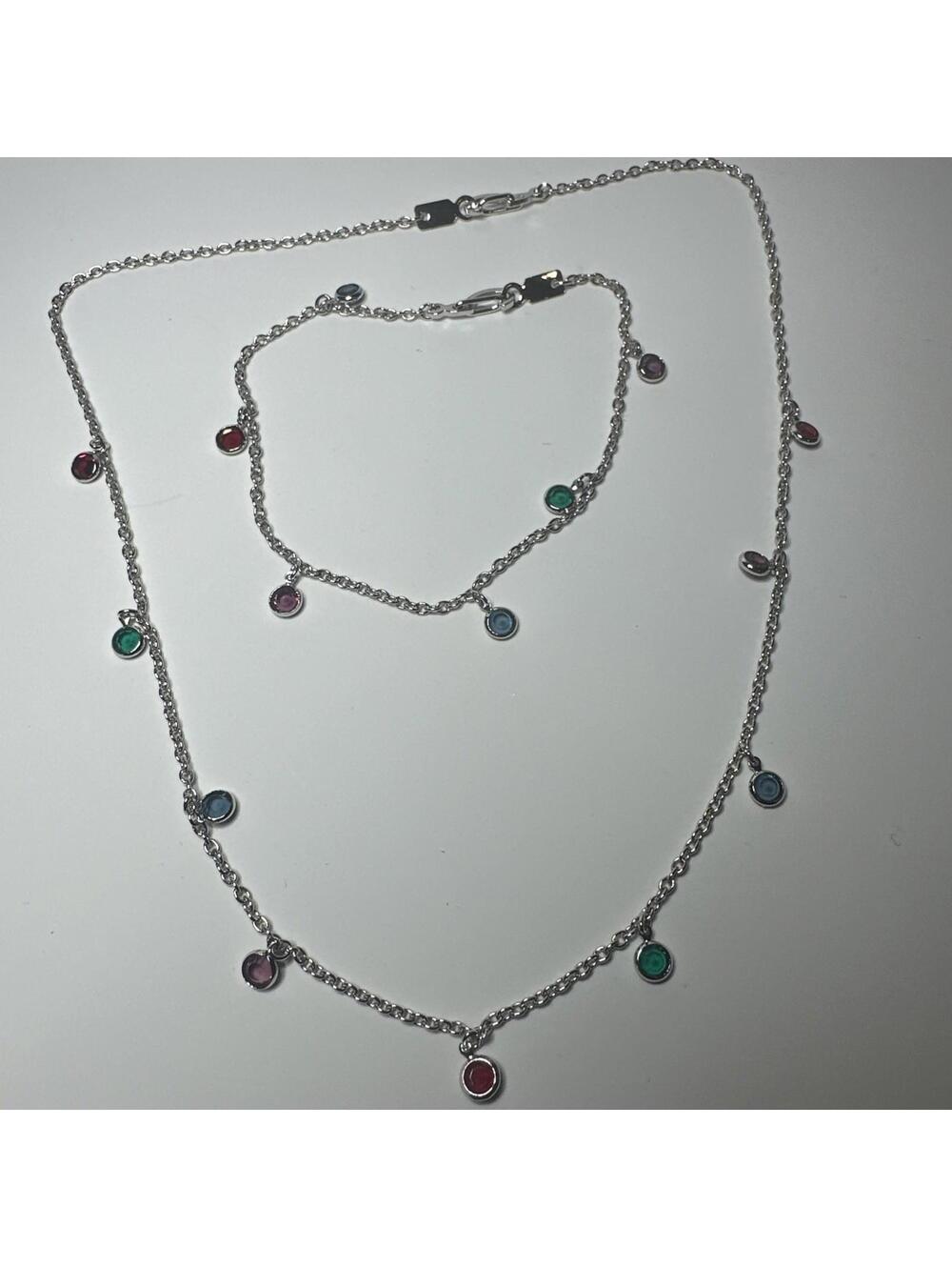Vintage Swarovski Multicolor Dangle Necklace Bracelet Set
